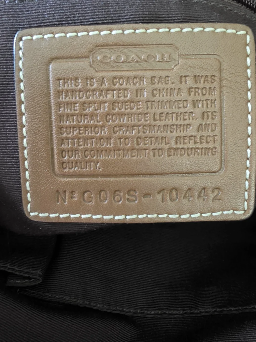 Coach Hampton Beaded Suede Tote Bag Tan/Beige Monogram